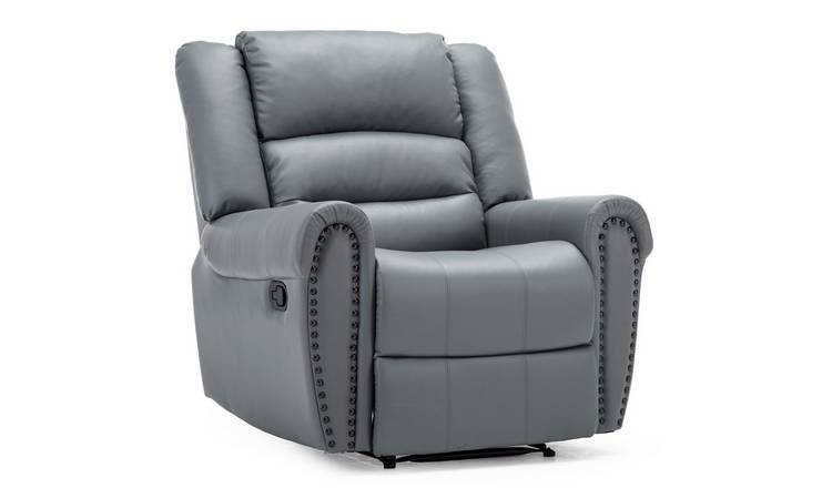 Furniture Online Denver Bonded Leather Manual Recliner Chair - Grey