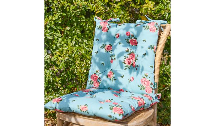 Dibor Set of 2 Floral Outdoor Garden Chair Cushion Seat Pads - Blue