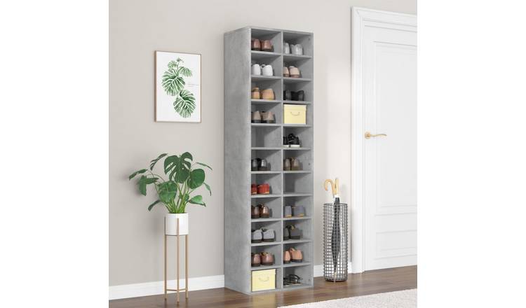 Walplus Engineered Wood Shoe Cabinet - Concrete Grey - 54 x 34 x 183 cm