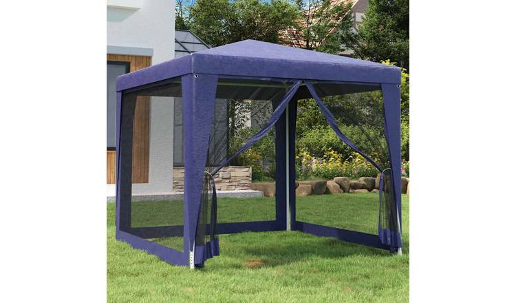 Walplus 2.5 x 2.5 m HDPE Party Tent with 4 Mesh Sidewalls - Blue