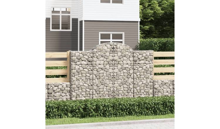 Walplus Pack of 2 Galvanised Iron Gabion Basket - Silver - 200 x 50 x 140-160 cm