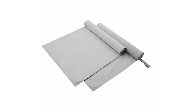 Walplus Pack of 2 Polyester Sports Towels and Polyamide - Grey - 90 x 180 cm