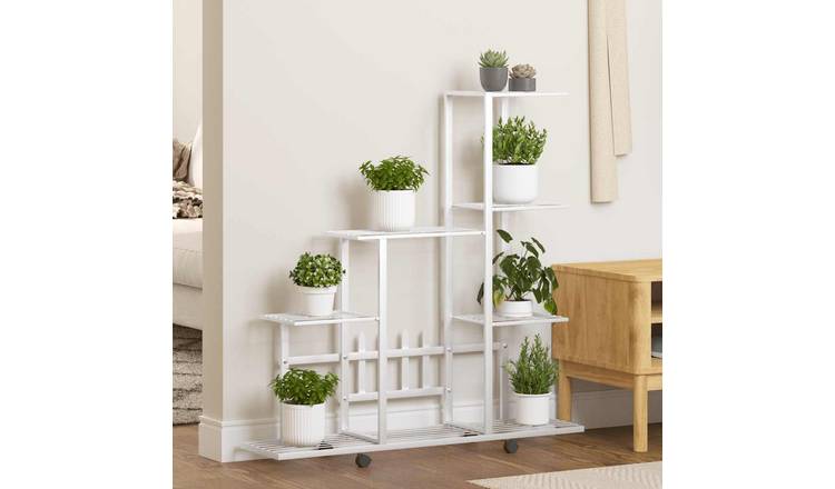 Walplus Metal Flower Stand - White - 94.5 x 25 x 92.5 cm