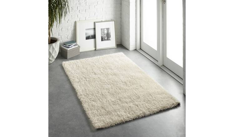 Mega Flooring White Shaggy Plain Rug - 160 x 230cm