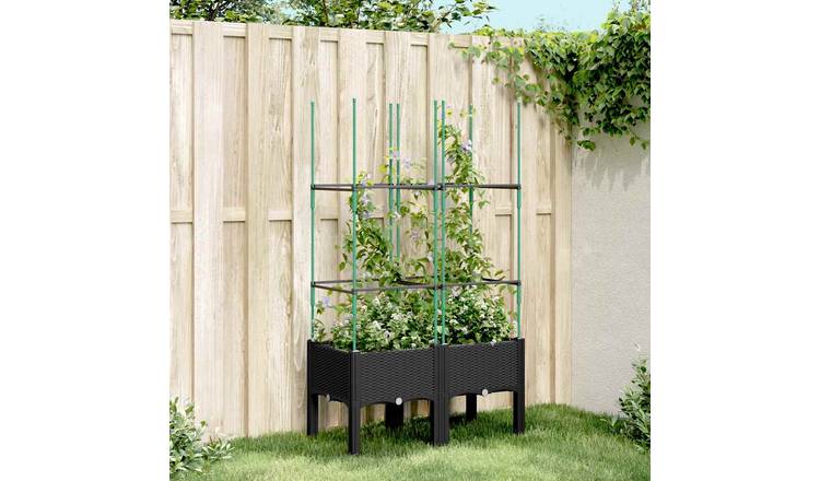 Walplus Polypropylene Garden Planter - Black - 80 x 40 x 142.5 cm