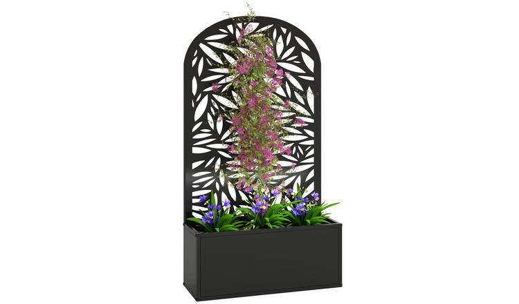 Outsunny Metal Wall Mounted Freestanding Raised Bed - Black