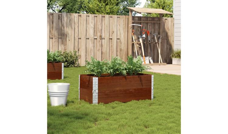 Walplus Wood Garden Planter - Brown - 100 x 50 x 41 cm