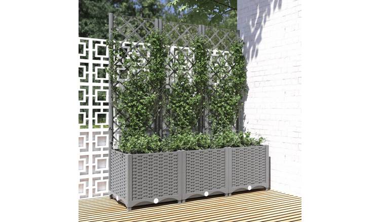 Walplus Polypropylene Garden Planter - Light Grey - 120 x 40 x 136 cm