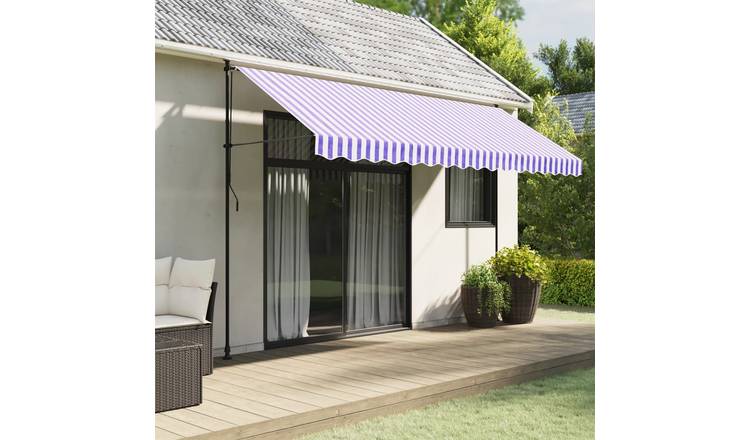 Walplus Polyester Awning Replacement Fabric - Blue and White - 400 cm