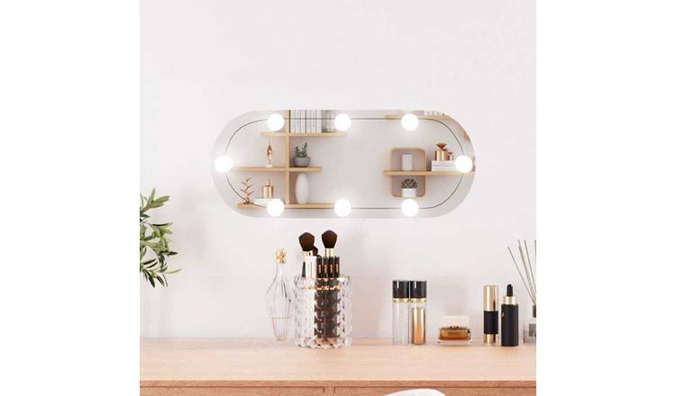 Walplus LED Oval Wall Mirror - Silver - 20 x 50 cm