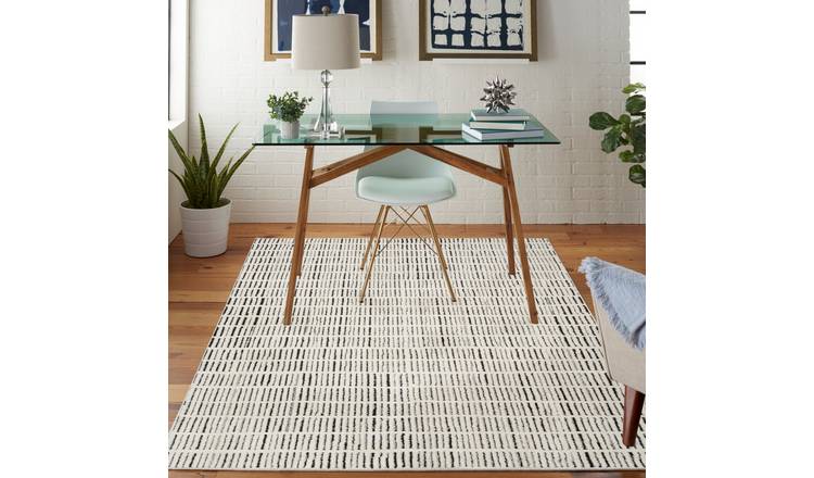 Mega Flooring White Modern Abstract Rug - 119 x 180cm