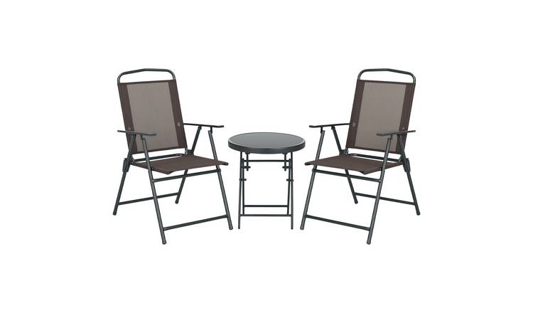 Outsunny 2 Seater Bistro Set wiht Breathable Mesh - Brown