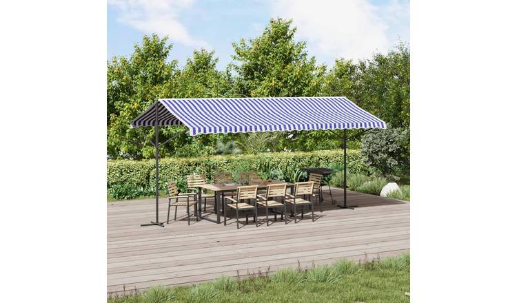 Walplus Polyester Sun Shade - Blue and White - 500 x 300 x 260 cm