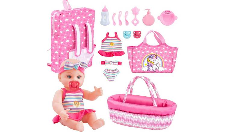 deAO Baby Doll Bassinet Bed Playset - Pink