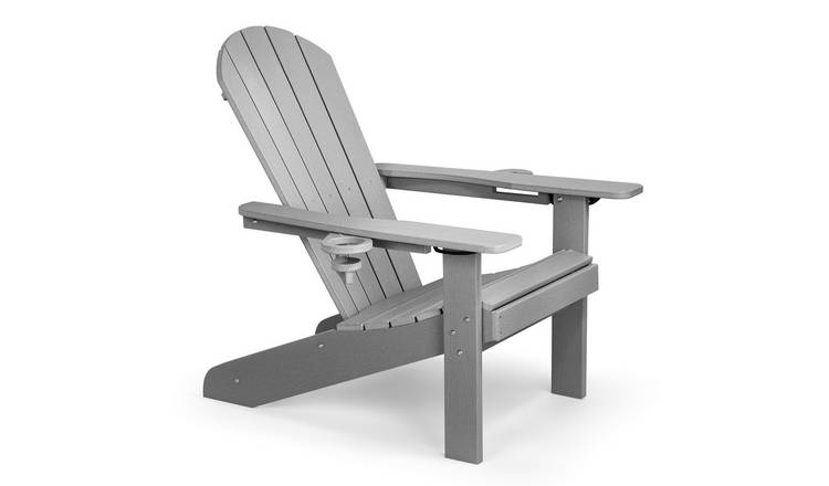 Vonhaus Westport HDPE Reclining Garden Adirondack Chair - Grey