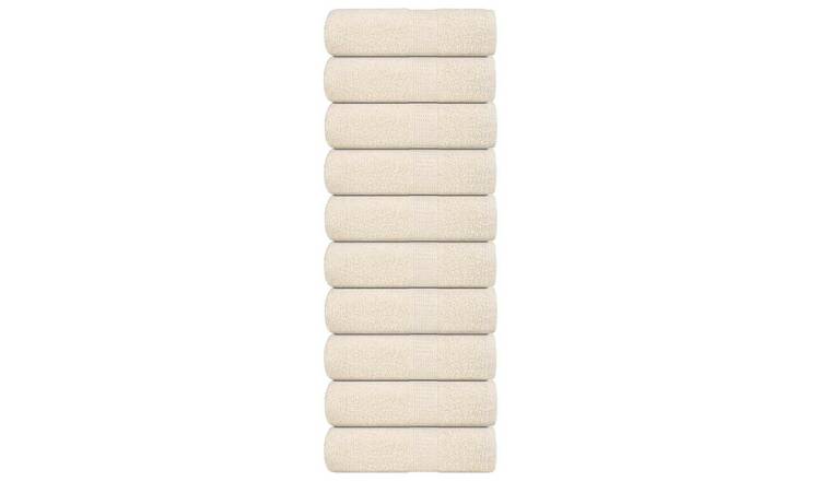 Walplus Pack of 10 Cotton Guest Towels - Cream - 30 x 50 cm
