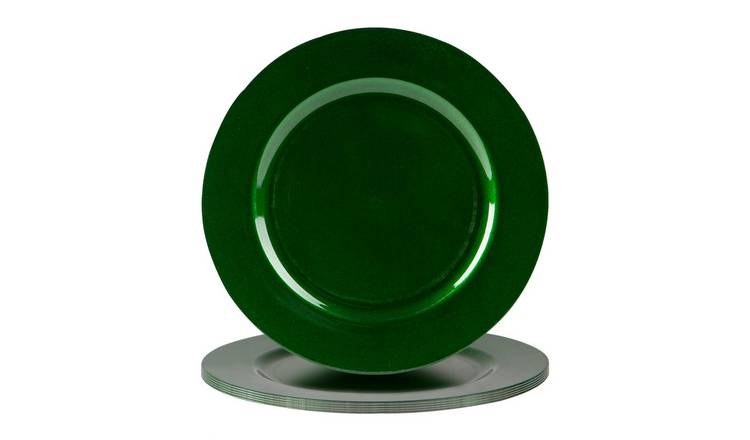 Argon Tableware Metallic Charger Plates - Green - Set of 6