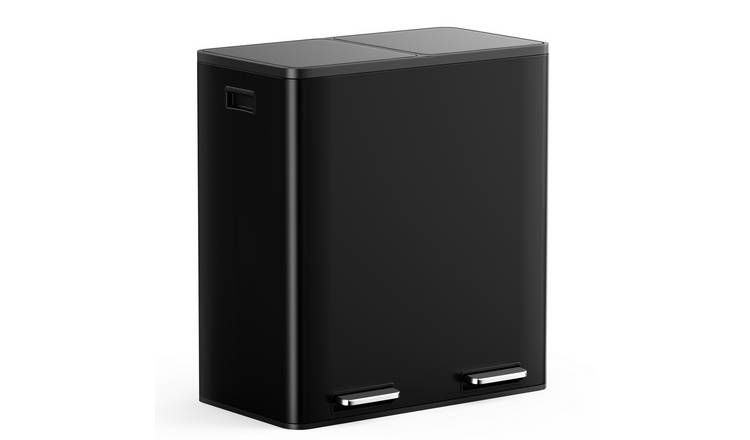 VonHaus 60L 2 x 30L Stainless Steel Waste & Recycling Bin - Black