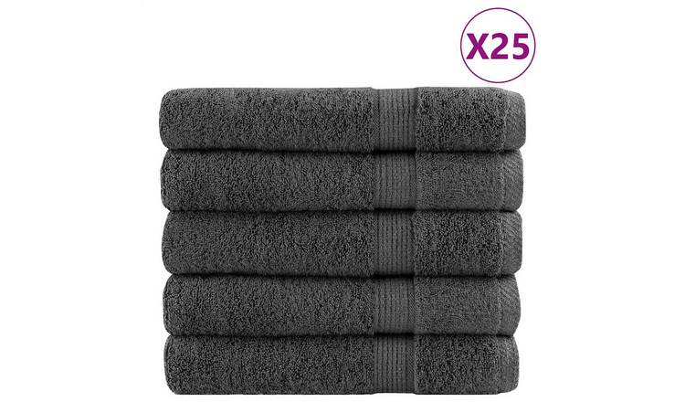 Walplus Pack of 50 Cotton Towels - Anthracite - 100 x 200 cm