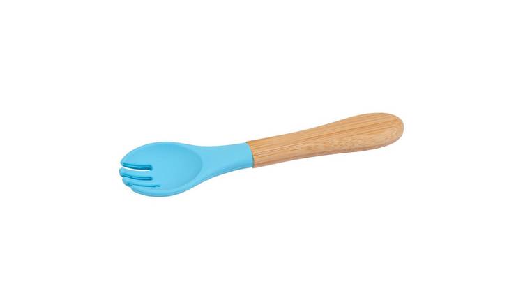 Tiny Dining Bamboo Baby Weaning Fork with Silicone Tip - Blue