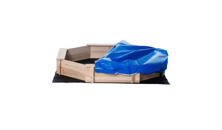 Outsunny 3-8 Years 139.5 x 139.5 x 21.5cm Wooden Covered Sand Pit
