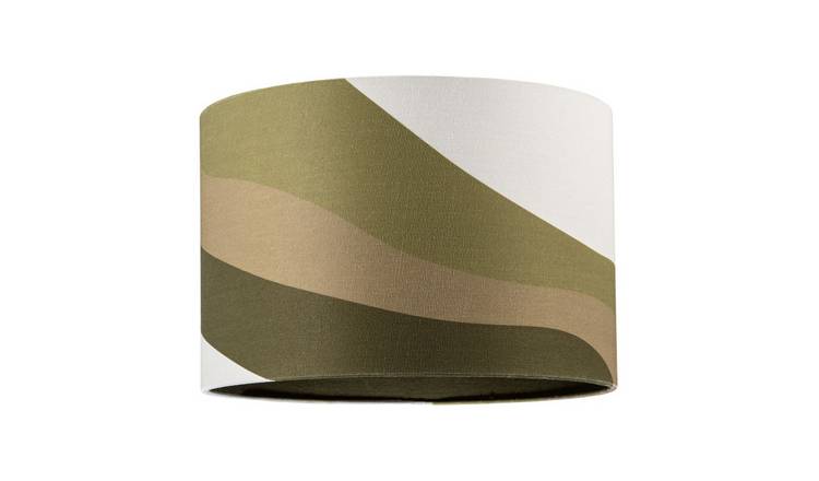Happy Homewares Olive Green Linen Fabric with Inner and Outer Lampshade - 30cm