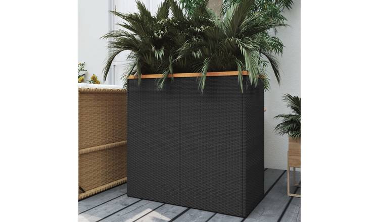 Walplus Acacia Wood Garden Planter - Black - 80 x 40 x 80 cm