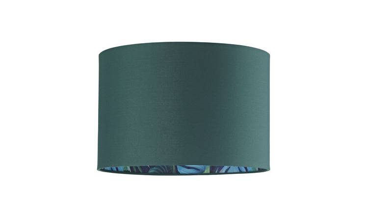 Happy Homewares Forest Green Cotton Fabric with Inner Jungle Lampshade - 30cm