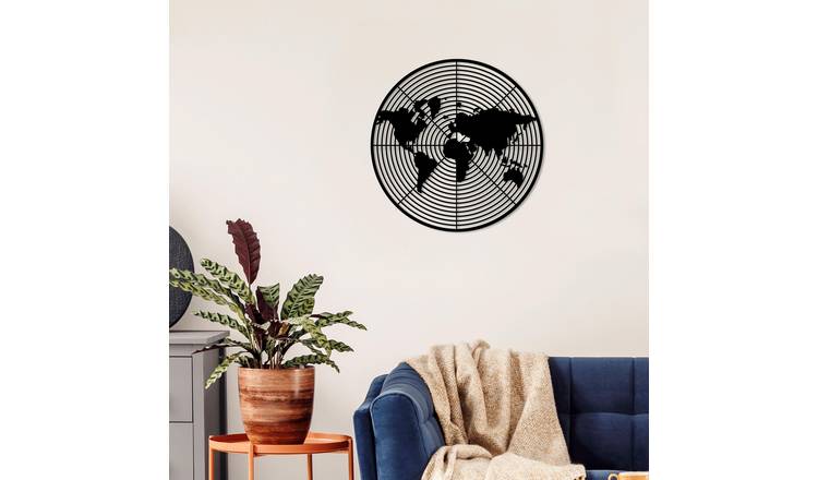 Decortie Metal Wall Art Dart World Metal - Black
