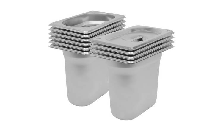 Argon Tableware Gastronorm Containers with Lids 1/9 - 1L - Set of 10