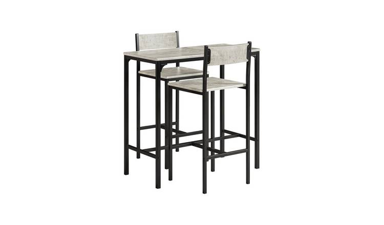 SoBuy Set Of 3 Bar Table And 2 Stools Table Set  Industrial Design - Grey