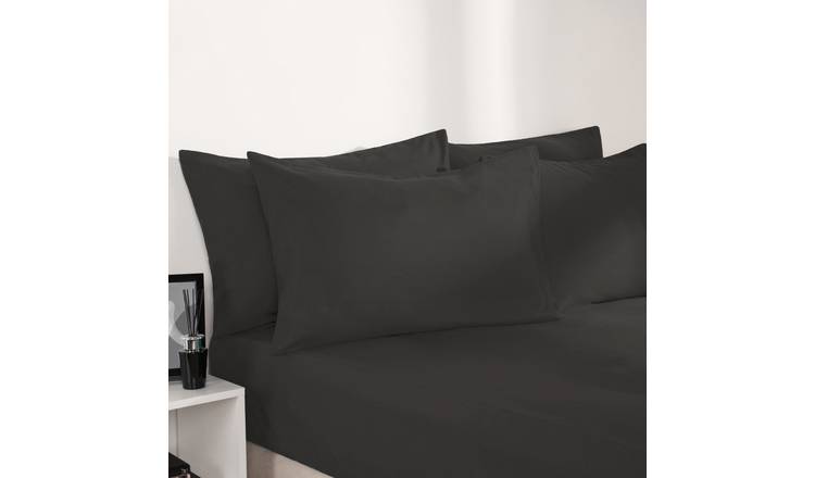 OHS Plain Dyed Microfibre Fitted Bed Sheet Charcoal - Single