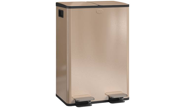 HOMCOM 56L Stainless Steel Dual Kitchen Bin with Inner Buckets- Gold