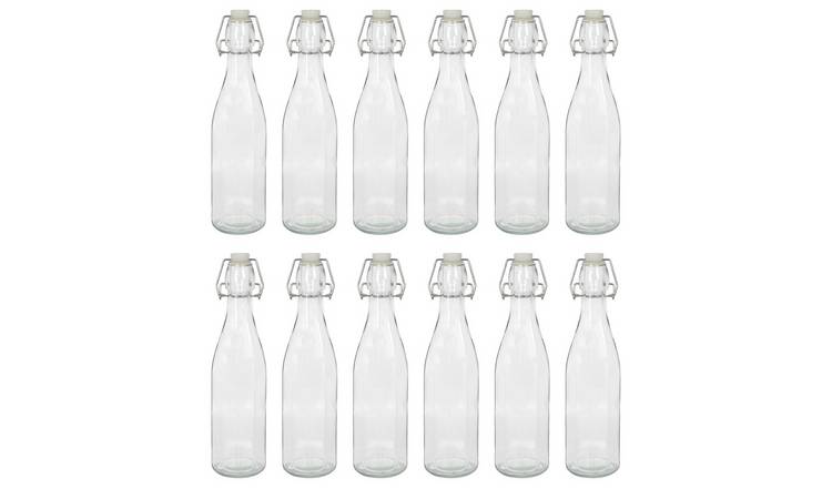Argon Tableware Glass Bottles with Swing Top -  Pack of 12