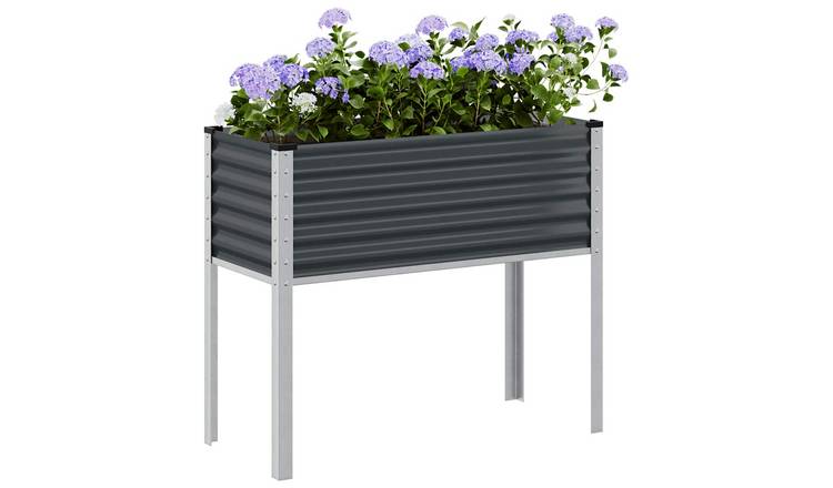 Walplus Steel Garden Planter - Anthracite - 100 x 45 x 90 cm