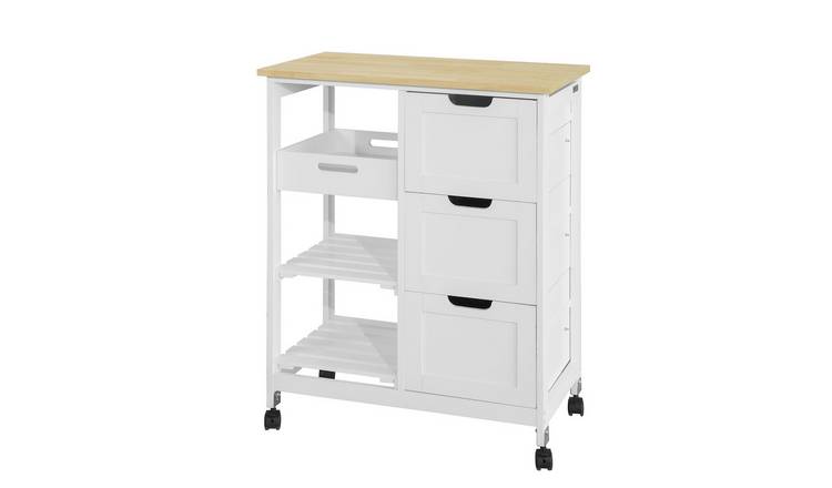 SoBuy 3 Drawer 2 Shelf 1 Removable Tray Kitchen Trolley - White