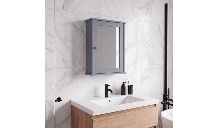 Bath Vida Hayle 1 Door Mirrored Wall Cabinet FSC - Grey