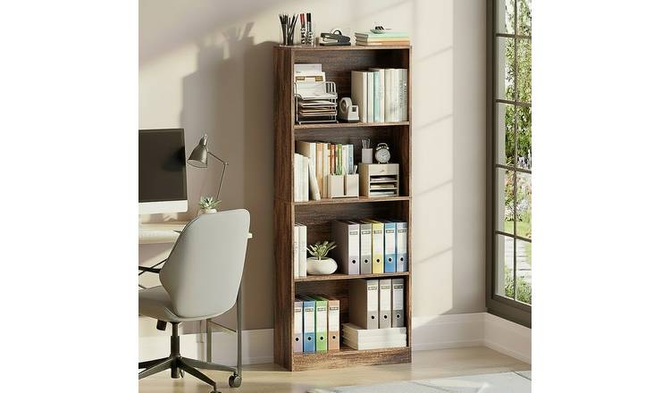 Vida Designs Cambridge 4 Tier Large Freestanding Bookcase - Dark Brown