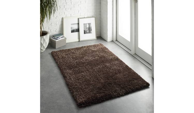 Mega Flooring Brown Shaggy Plain Rug - 67 x 200cm