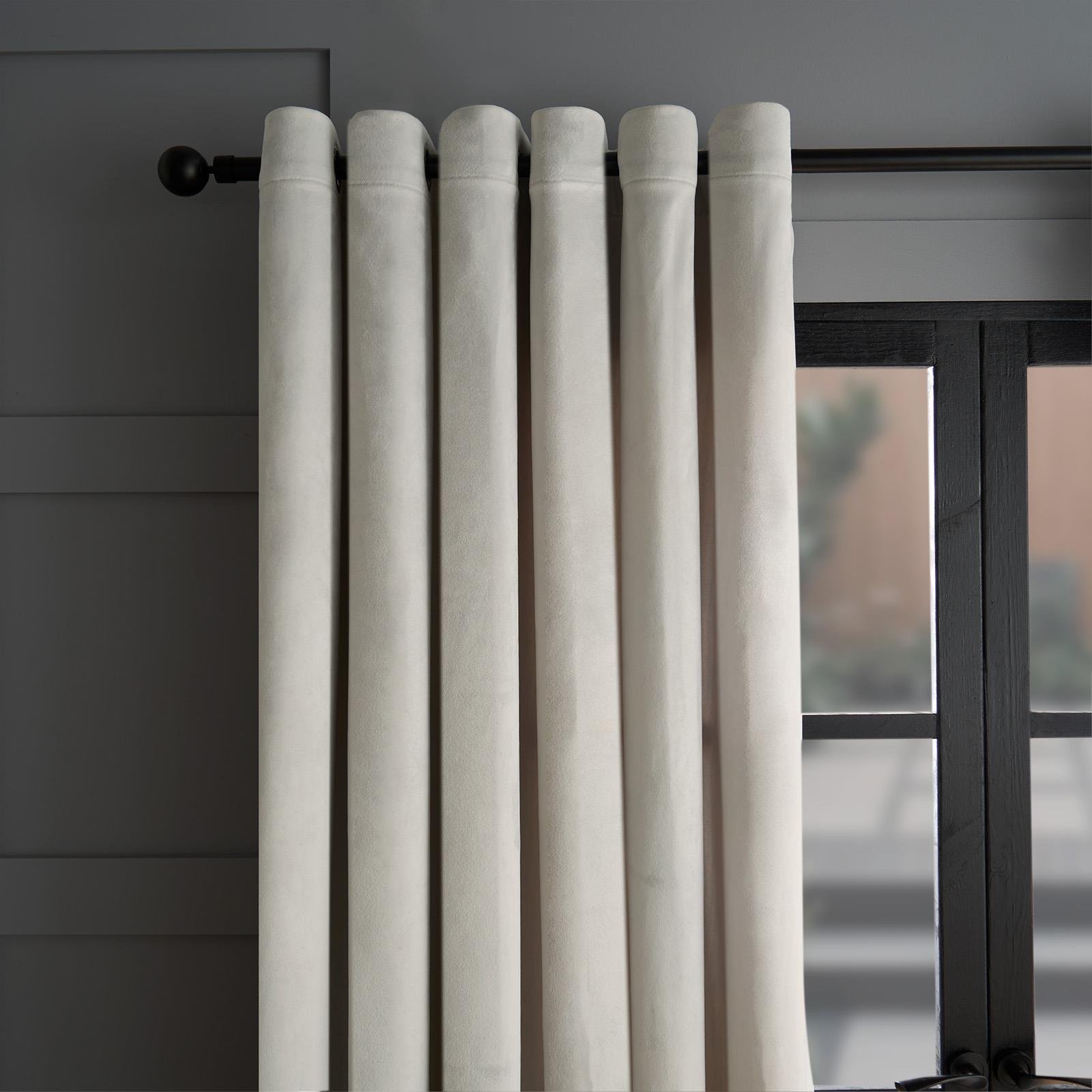 OHS Plain Thermal Velvet Curtains 168 x 229cm - Silver - Image 2