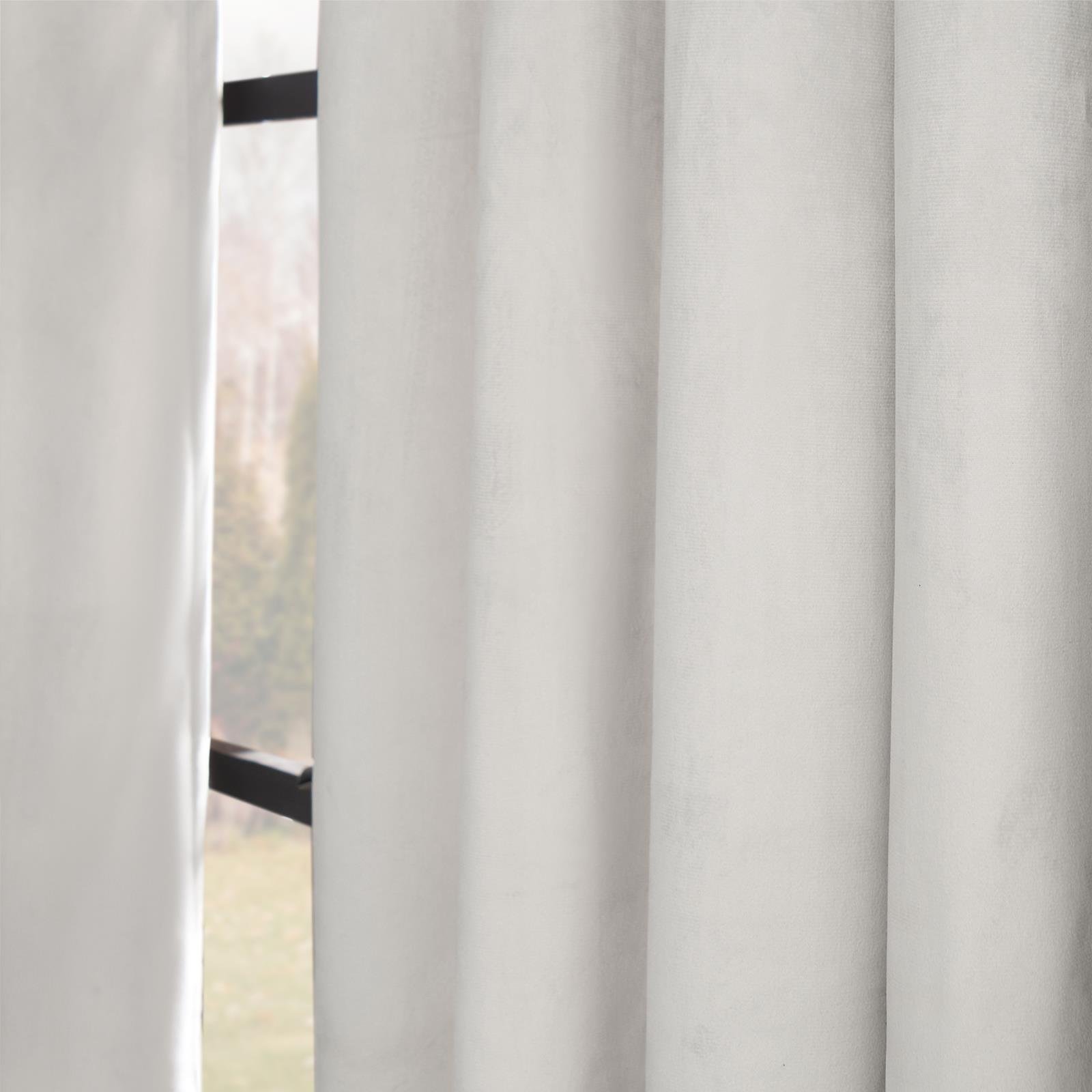 OHS Plain Thermal Velvet Curtains 168 x 229cm - Silver - Image 3