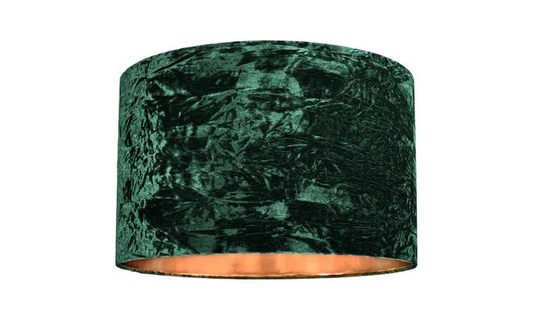 Happy Homewares Green Crushed Velvet with Shiny Copper Inner Lampshade - 50cm