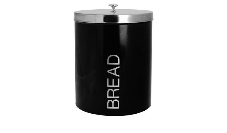 Harbour Housewares Round Metal Kitchen Bread Bin - Black