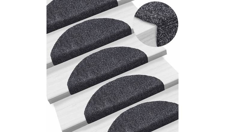 Walplus Pack of 15 Self-Adhesive Half Round Stair Mats - Dark Grey - 65 x 21 cm