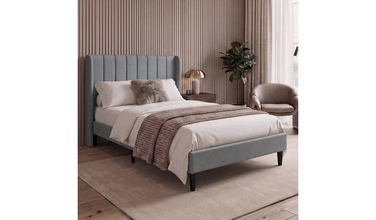 Vida Designs Vianna King Linen Fabric Bed Frame - Light Grey