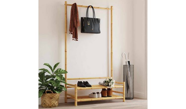 Walplus Bamboo Clothes Rack with Shelves - 103 x 40 x 183 cm