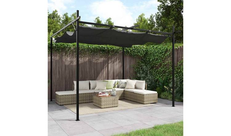 Walplus 295 x 292 x 230 cm Pergola with Retractable Roof - Anthracite