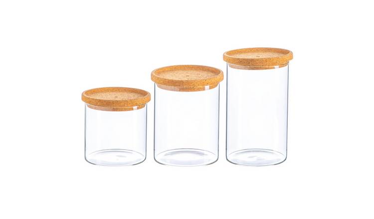 Argon Tableware Scandi Storage Jars with Cork Lids - 3 Sizes