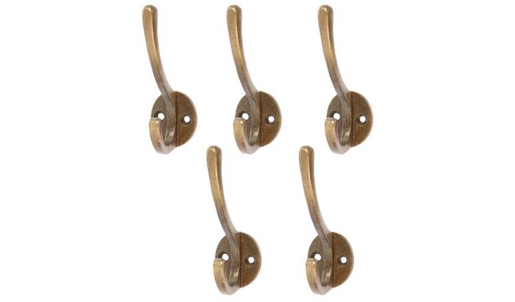 Hammer & Tongs Hat & Coat Hook - Brass - Pack of 5