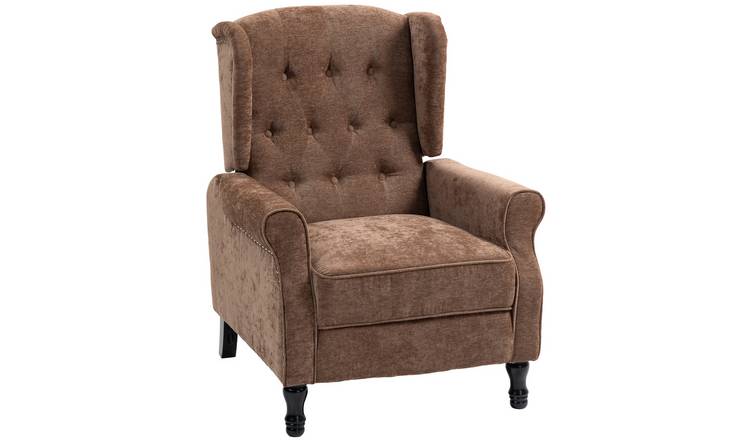 HOMCOM Vintage Reclining Chair with Nail Head Trim for Living Room - Brown